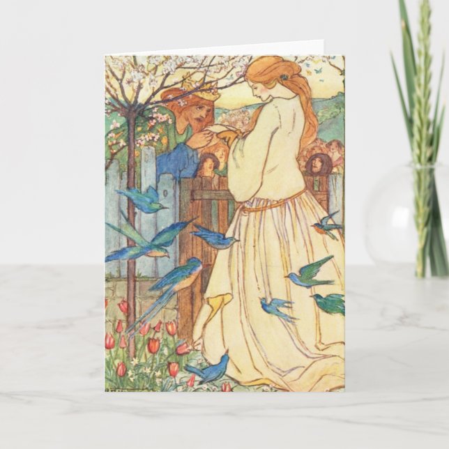 Prinsen hälsar sin prinsessa välkommen till hälsni kort (Framsida)