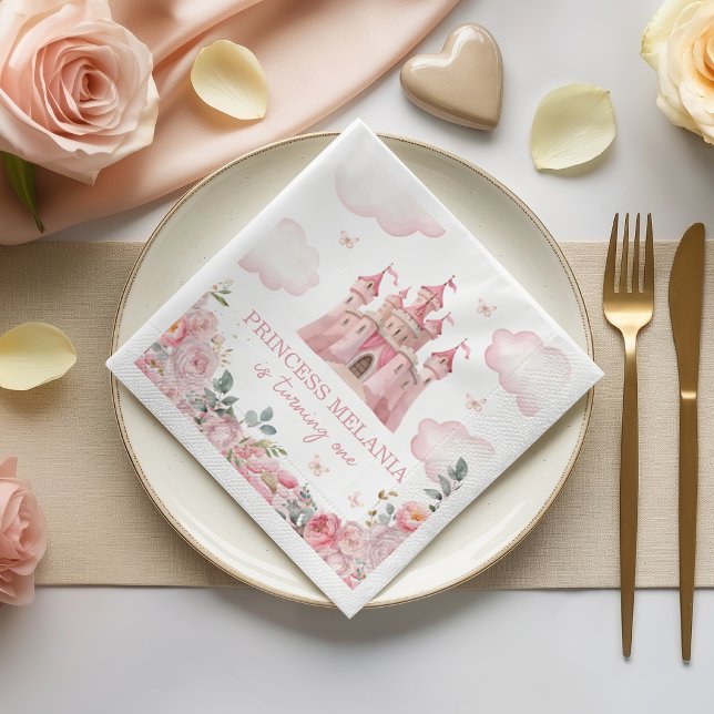 Prinseslsborg Rosa Födelsedagsservetter Pappersservett (Skapare uppladdad)