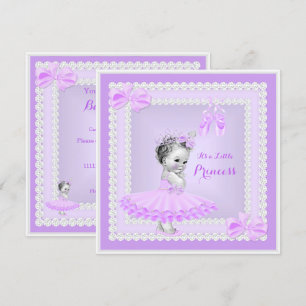 Prinsess Baby Shower Söt Flicka Lila Balettdansös Inbjudningar
