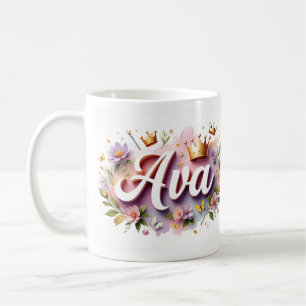 Prinsess Blommig Specialmugg – Personligt Namn Kaffemugg