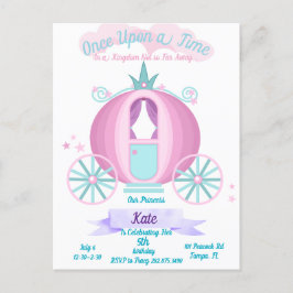 Prinsess födelsedagsfest postkort inbjudan