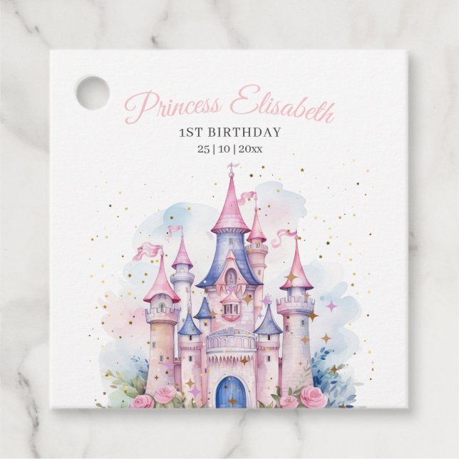 Prinsess födelsedagsfest, Prinsesslott födelsedag Gåvor Etiketter (Framsida)