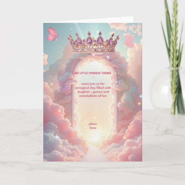 prinsess födelsedagsinbjudan kort (Framsida)