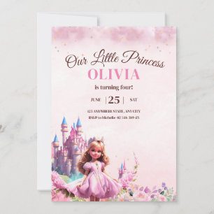 Prinsess födelsedagsinbjudan Prinsess slott Magi Inbjudningar