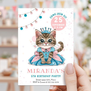 Prinsess Kitty Flicka Födelsedagsfest Inbjudningar