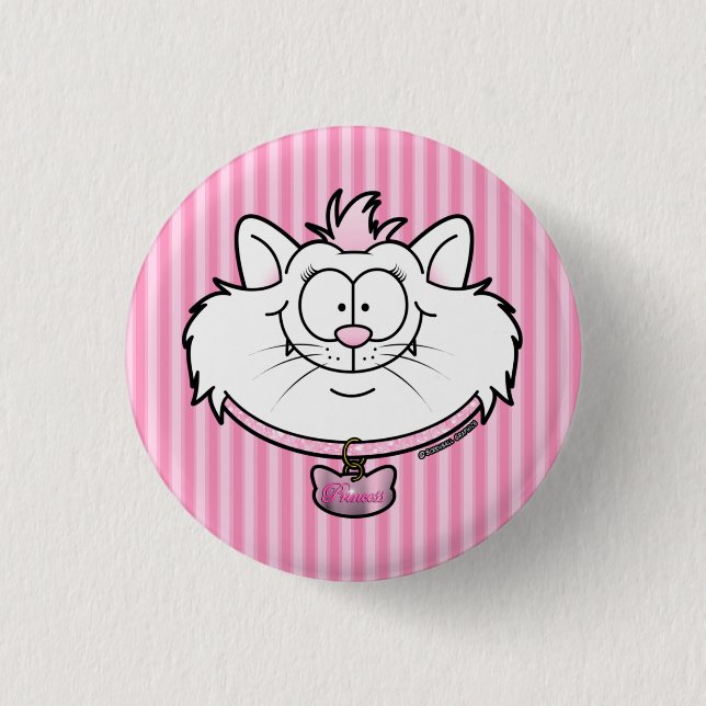 Prinsess Kitty Rosa Glitter Skruvmejsel Grafik Knapp (Framsida)
