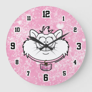 Prinsess Kitty Rosa Glitter Snurriga Grafik Stor Klocka
