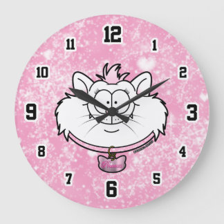 Prinsess Kitty Rosa Glitter Snurriga Grafik Stor Klocka