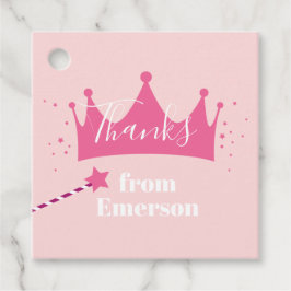 Prinsess krona barn födelsedagsfest tack gåvor etiketter