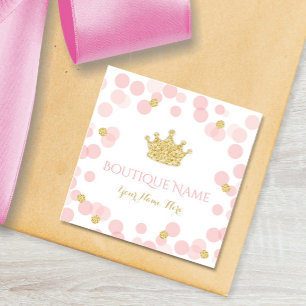 Prinsess Krona Rosa Guld Boutique Namnkort Tilläggskort