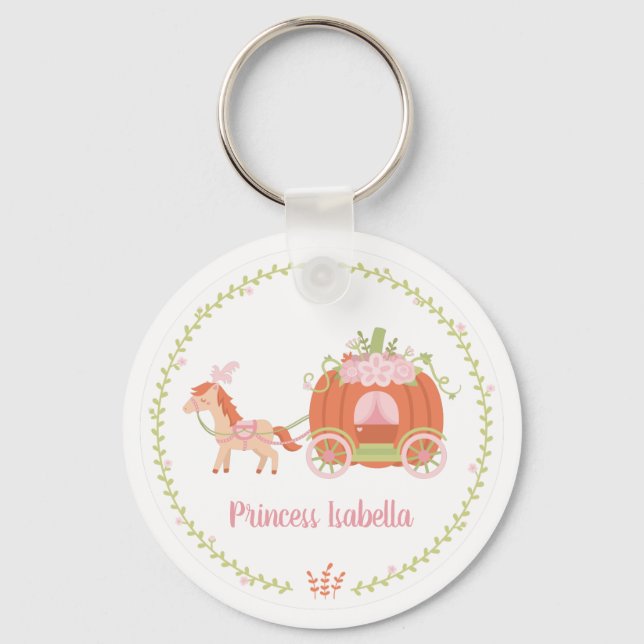 Prinsess Orange Pumpa Vagn Flickan Personlig Nyckelring (Framsida)