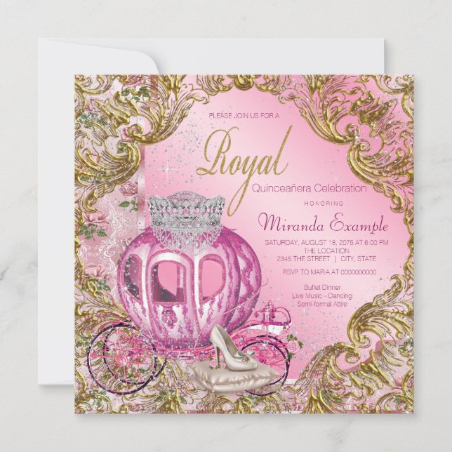 Prinsess Quinceañera Inbjudningar (Framsida)