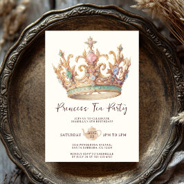 Prinsess Tea Party Elegant Akvarell Krona Inbjudningar