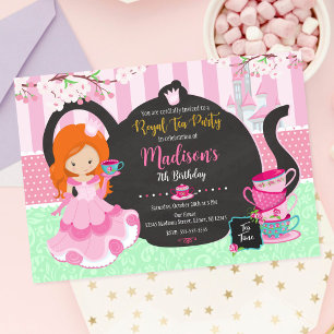 Prinsess Tea Party Trädgård Födelsedagsinbjudan Inbjudningar