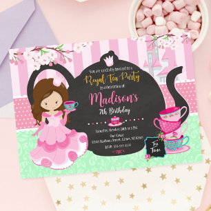 Prinsess Tea Party Trädgård Födelsedagsinbjudan Inbjudningar