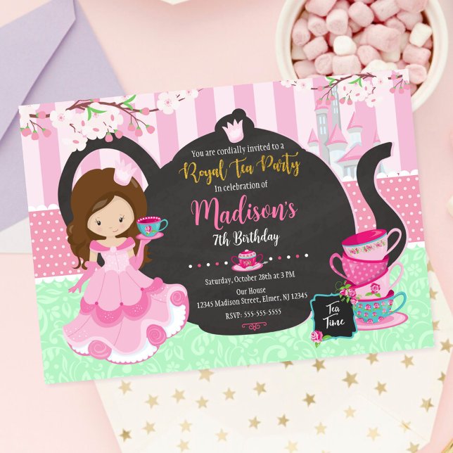 Prinsess Tea Party Trädgård Födelsedagsinbjudan Inbjudningar (Skapare uppladdad)