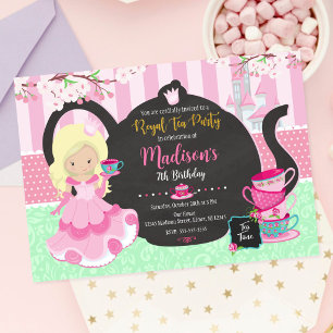 Prinsess Tea Party Trädgård Födelsedagsinbjudan Inbjudningar