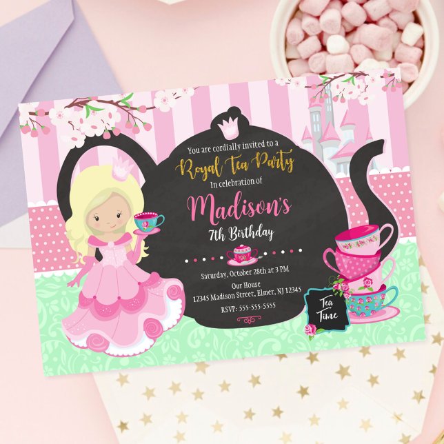 Prinsess Tea Party Trädgård Födelsedagsinbjudan Inbjudningar (Skapare uppladdad)