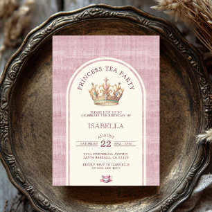 Prinsess Tea Party Vintage Rosa Linne Arkad Inbjudningar