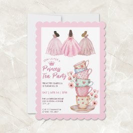 Prinsess Teaparty Whimsical Rosa Akvarell Inbjudningar