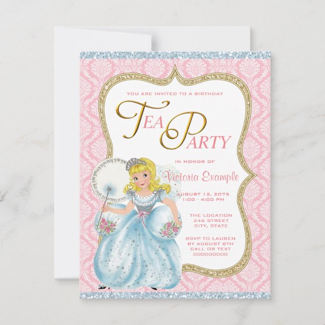 Prinsess Teasalong Inbjudningar (Framsida)