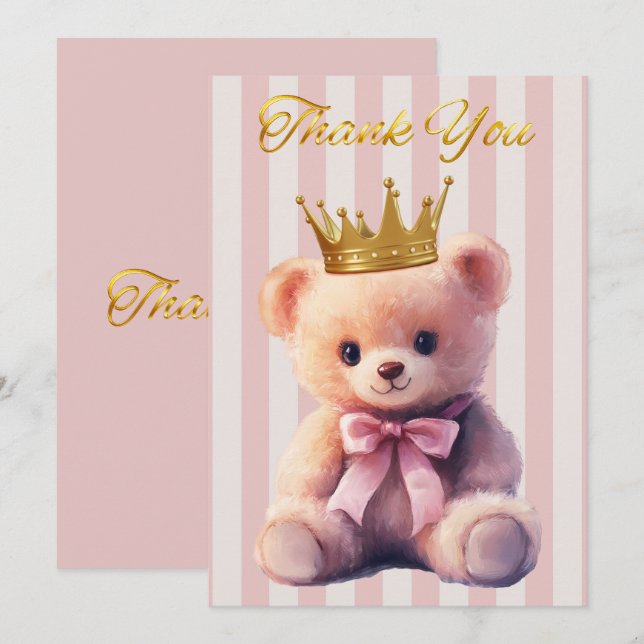 Prinsess Teddybjörn Tack Kort (Fram/baksida)