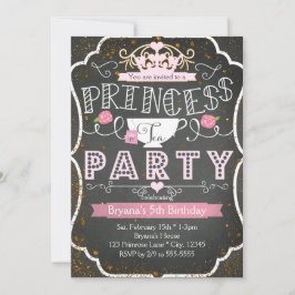 PRINSESS TEPARTY Födelsedags Glitter Inbjudningar
