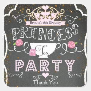 PRINSESS TEPARTY Födelsedagsfest Klistermärken