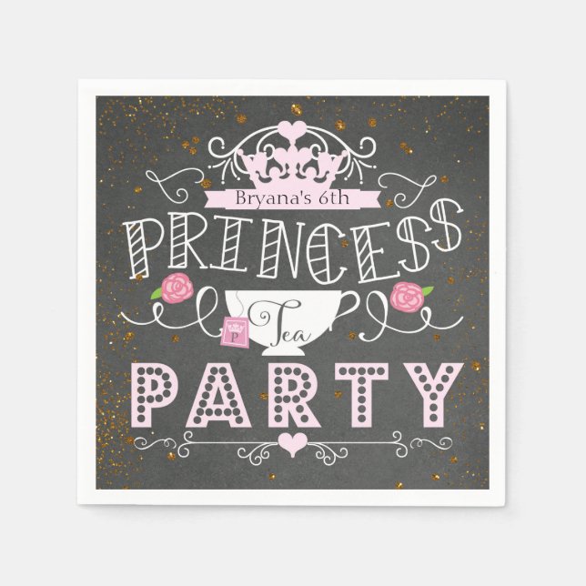 PRINSESS TEPARTY Kritskriftsfest Pappersservett (Framsidan)