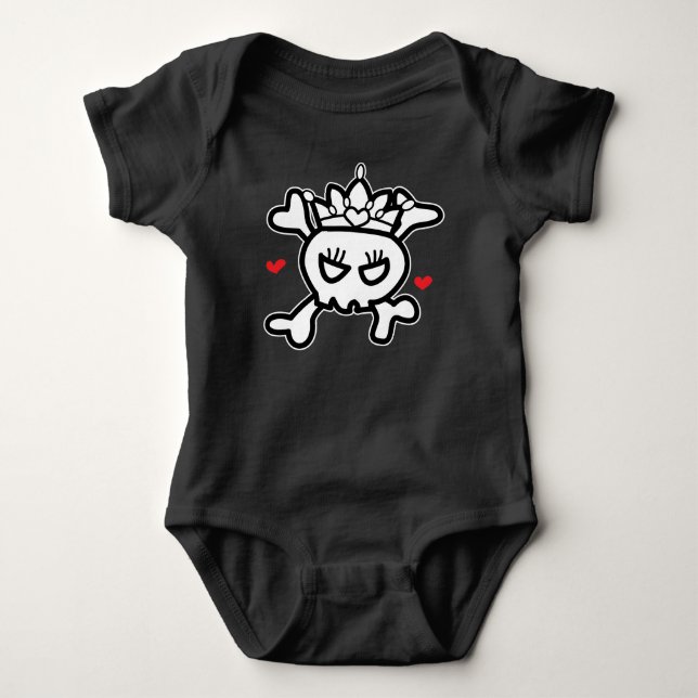 Prinsess Tiara Dödskalle och korsade ben T Shirt (Framsida)