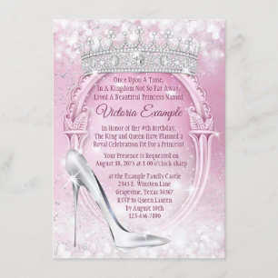 Prinsess Tiara Glas Skosken Cinderella Quinceanera Inbjudningar