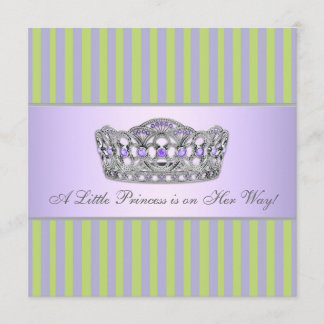 Prinsess Tiara Grön Lila Flick Baby Shower Inbjudningar