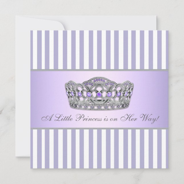 Prinsess Tiara Lavendel Lila Bebis Flick Shower Inbjudningar (Framsida)