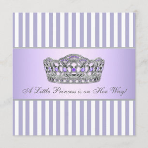 Prinsess Tiara Lavendel Lila Bebis Flick Shower Inbjudningar