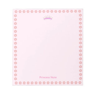 Prinsess Tiara & Rosa Blommor på Enkel Anteckningsblock