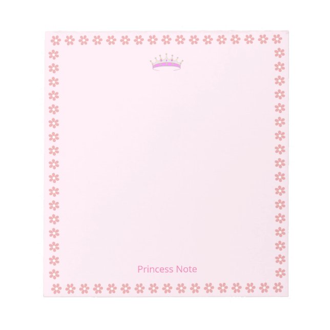 Prinsess Tiara & Rosa Blommor på Enkel Anteckningsblock (Framsida)