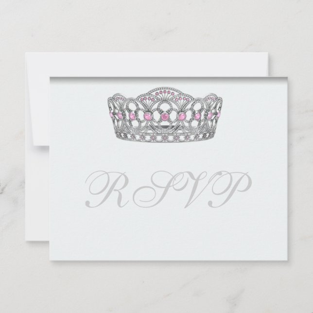 Prinsess Tiara RSVP Vit Svarskort OSA Kort (Framsida)