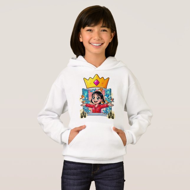 Prinsess Tryckt Hoodie  T Shirt (Hel framsida)