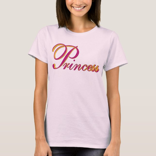Prinsessa 3D Rosa & Guld T Shirt (Framsida)