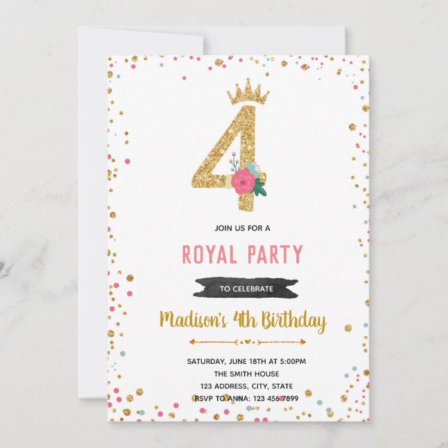 Prinsessa 4-års inbjudan (Framsida)