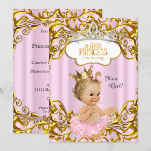 Prinsessa är på väg Baby Baby Shower Rosa Blond Inbjudningar