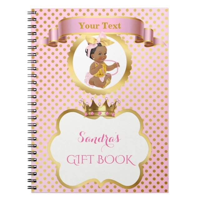 Prinsessa Baby Flicka Stor Roséguld Present Gäst Anteckningsbok (Framsidan)