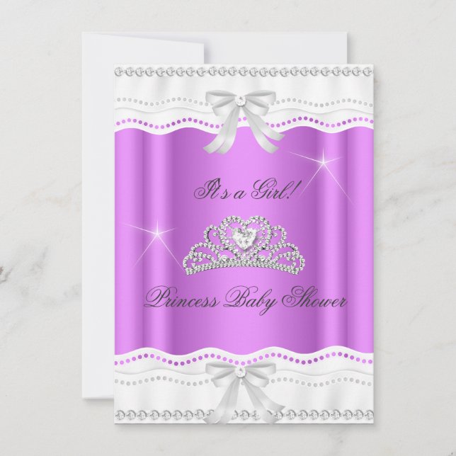 Prinsessa Baby Shower Flick Tiara Spets Inbjudningar (Framsida)