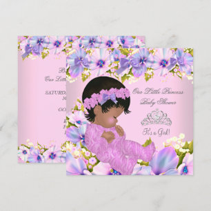 Prinsessa Baby Shower Flicka blommande Rosa Lila Inbjudningar