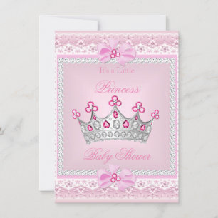 Prinsessa Baby Shower Flicka Rosa Ädelsten Silver  Inbjudningar