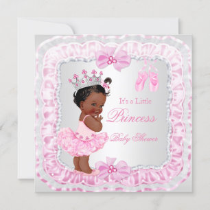 Prinsessa Baby Shower Flicka Rosa Ballerina Etnisk Inbjudningar