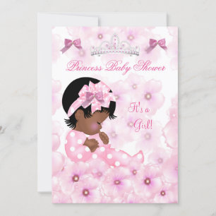Prinsessa Baby Shower Flicka Rosa Blommig Etnisk Inbjudningar