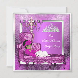 Prinsessa Baby Shower Flicka Rosa Söt Baby Flicka Inbjudningar