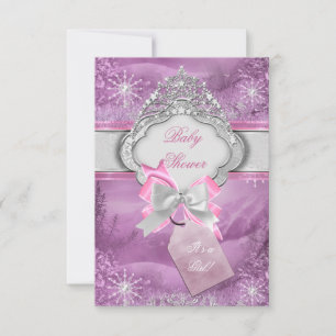 Prinsessa Baby Shower Flicka Rosa Tiara Prinsessa  Inbjudningar