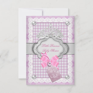 Prinsessa Baby Shower Flicka Rosa Tiara Prinsessa Inbjudningar